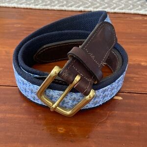 Vineyard Vines Leather Canvas Blue Dragonfly Belt size 32 Mens